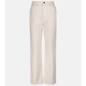 NWT $520 Khaite Abigail 27 Ivory Jeans High Rise Straight Off-White Beige 26